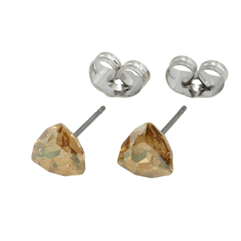 Серьги Xuping цвет Родий с кристаллами Swarovski пусеты Кристаллы Golden Shadow, 7х7мм фото №2