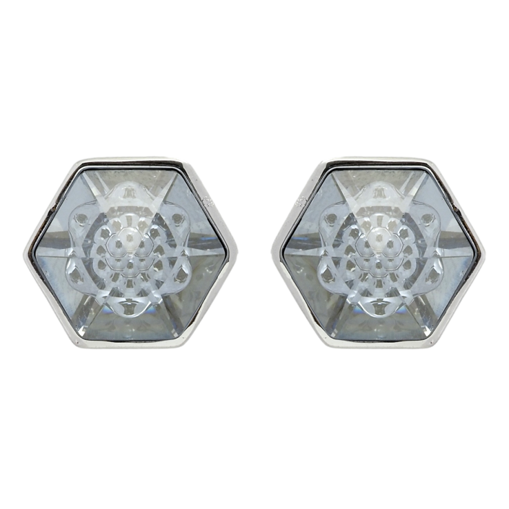 Сережки Xuping колір Родій з кристалами Swarovski пусети Кристальні шестигранники, 8х8мм фото №21