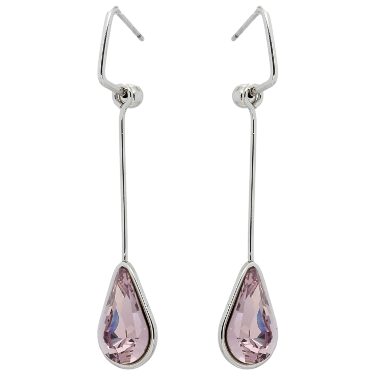 Сережки Xuping колір Родій з кристалами Swarovski пусети Підвіски з кристалом Light Amethyst фото №7