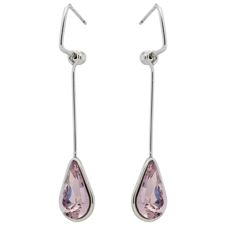 Сережки Xuping колір Родій з кристалами Swarovski пусети Підвіски з кристалом Light Amethyst фото №1