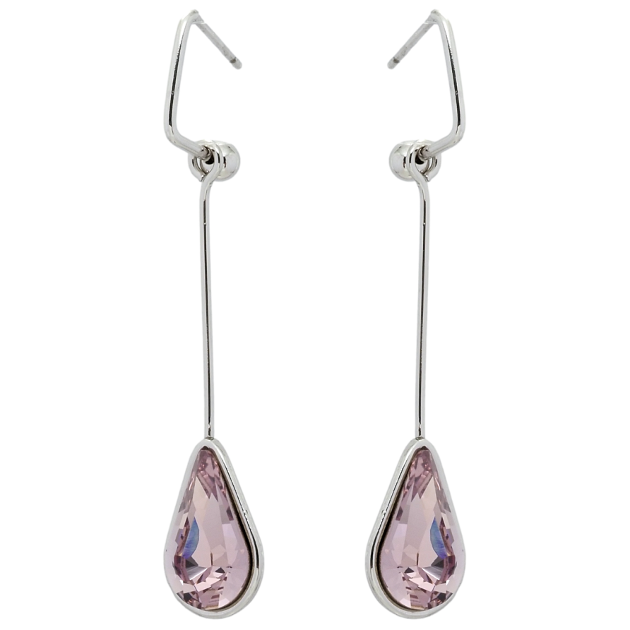 Сережки Xuping колір Родій з кристалами Swarovski пусети Підвіски з кристалом Light Amethyst фото №1