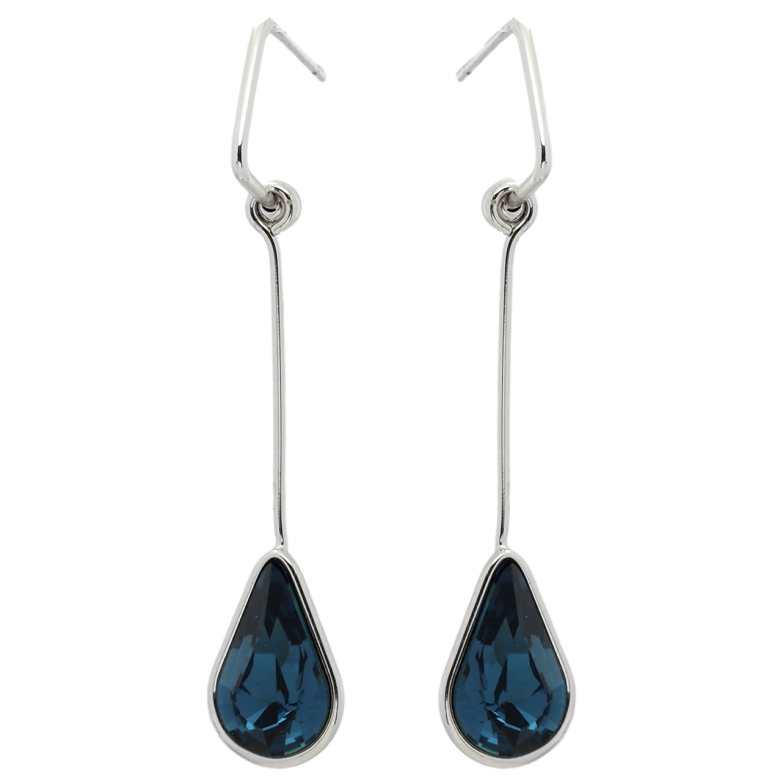 Сережки Xuping колір Родій з кристалами Swarovski пусети Підвіски з кристалом Montana фото №1