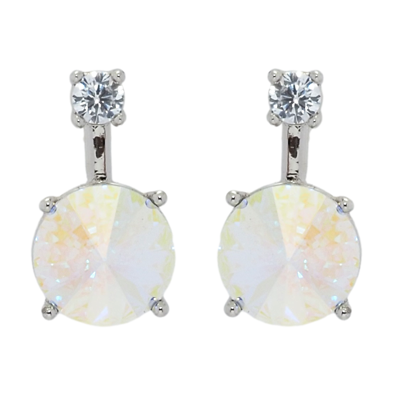 Сережки Xuping колір Родій з кристалами Swarovski пусети Кристал Light Grey Opal ø 3мм та 8 мм фото №11