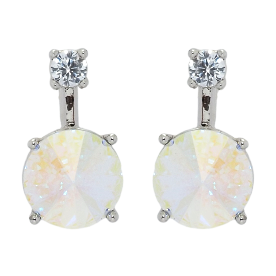 Сережки Xuping колір Родій з кристалами Swarovski пусети Кристал Light Grey Opal ø 3мм та 8 мм фото №1