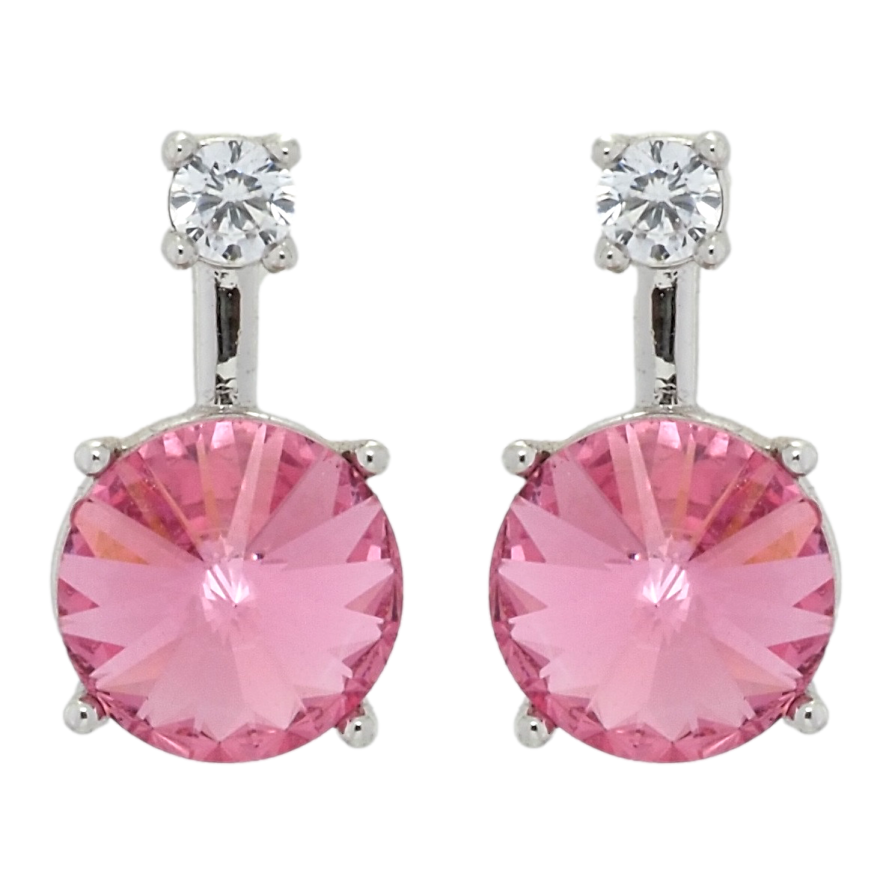 Сережки Xuping колір Родій з кристалами Swarovski пусети Кристал Rose ø 3мм та 8 мм фото №1