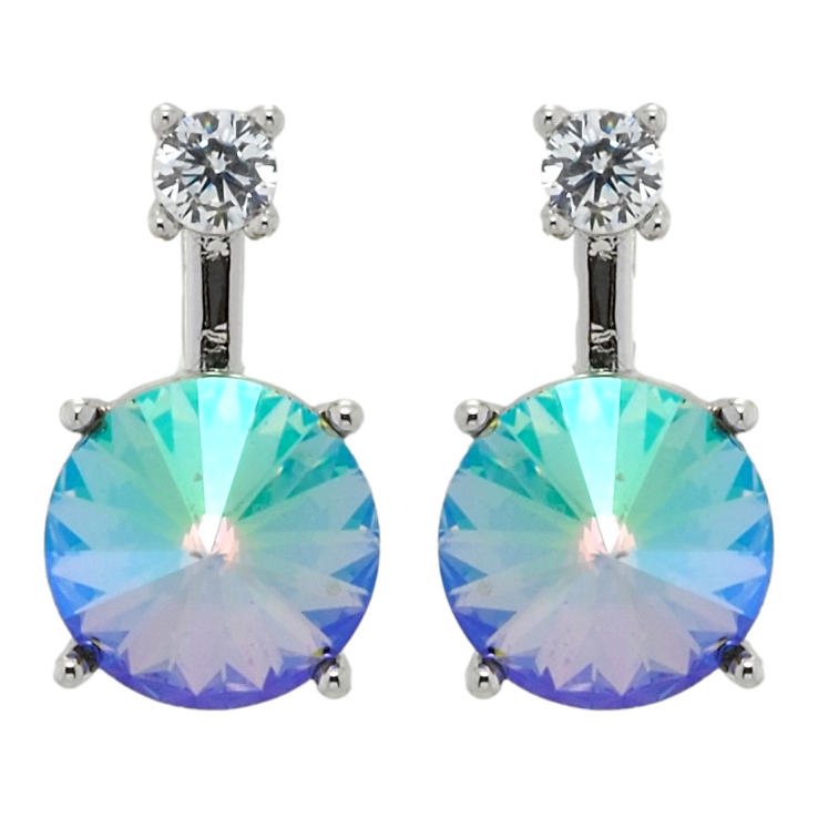 Сережки Xuping колір Родій з кристалами Swarovski пусети Кристал Erinite Shimmer ø 3мм та 8 мм фото №10