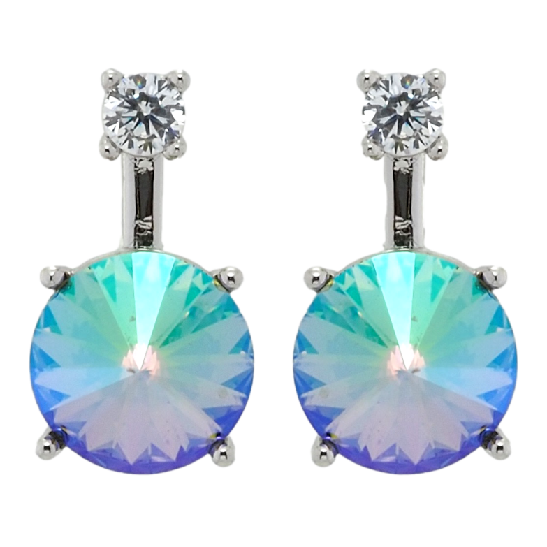 Сережки Xuping колір Родій з кристалами Swarovski пусети Кристал Erinite Shimmer ø 3мм та 8 мм фото №10