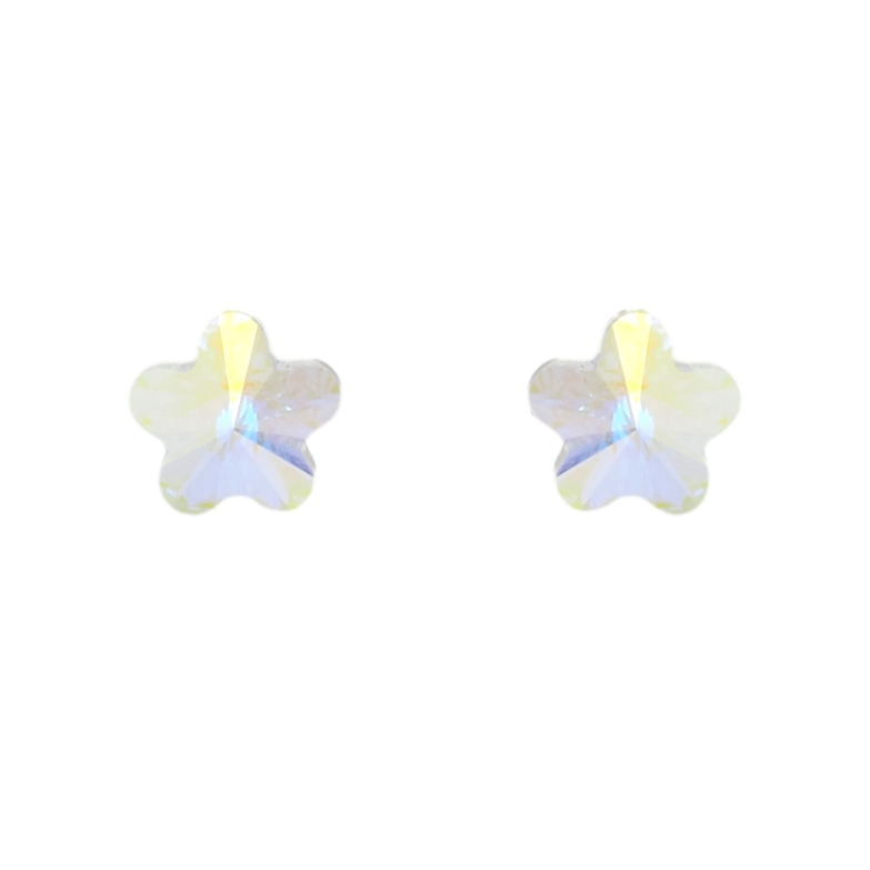 Сережки Xuping колір Родій з кристалами Swarovski пусети Квіточки кристал АВ фото №1