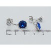 Сережки Xuping колір Родій з кристалами Swarovski пусети-джекети Кристал Capri Blue ø 5мм та 10мм фото №2