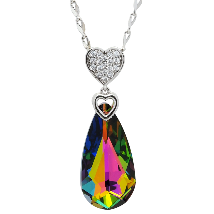 Кулон Xuping колір Родій з кр-ми Swarovski на ланцюжку Серце з кристалом Vitrail Medium довжина 40-45см х 2мм фото №18