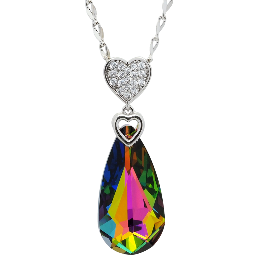 Кулон Xuping колір Родій з кр-ми Swarovski на ланцюжку Серце з кристалом Vitrail Medium довжина 40-45см х 2мм фото №1