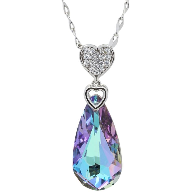 Кулон Xuping цвет Родий с кр-ми Swarovski на цепочке Сердечко с кристаллом Paradise Shine длина 39-45см х фото №4