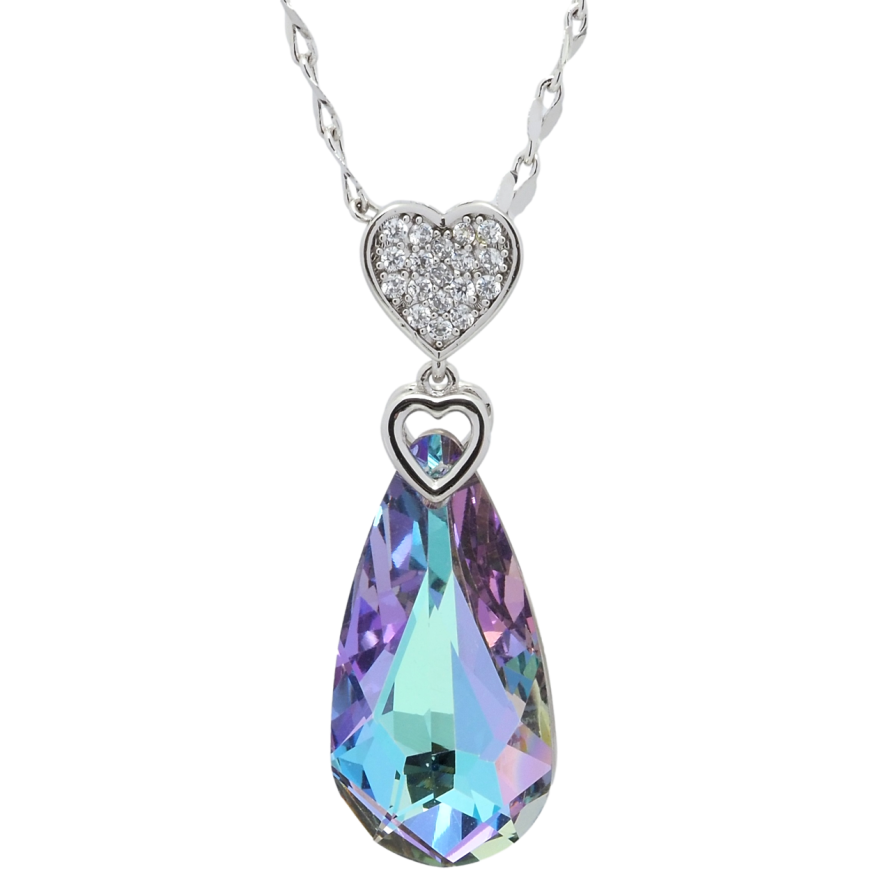 Кулон Xuping колір Родій з кр-ми Swarovski на ланцюжку Серце з кристалом Paradise Shine довжина 39-45см х 2мм фото №1