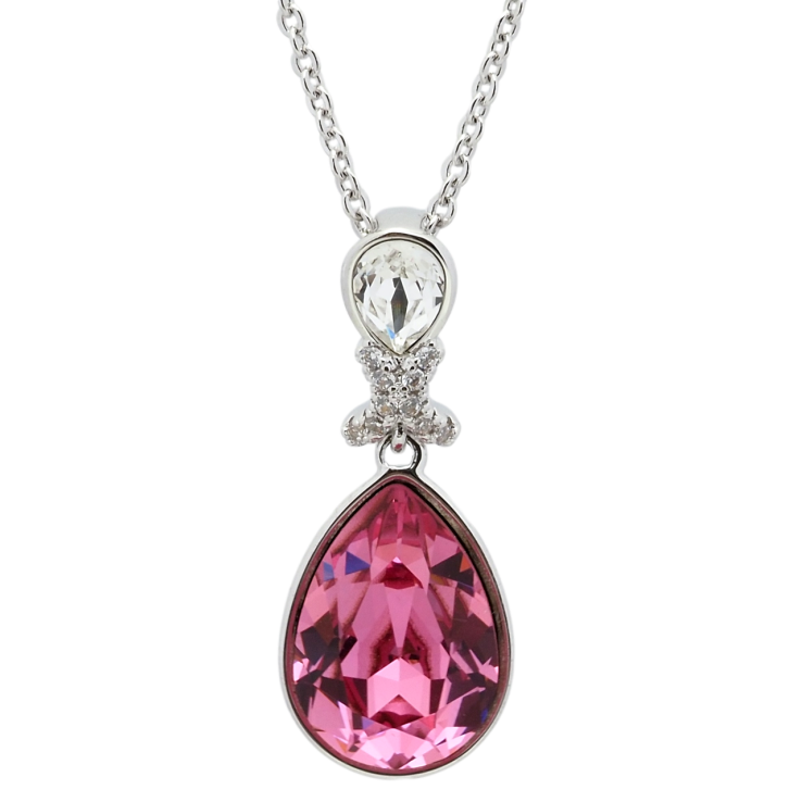Кулон Xuping колір Родій з кр-ми Swarovski на ланцюжку Кристал Rose довжина 41.5-46.5см х 1мм фото №24