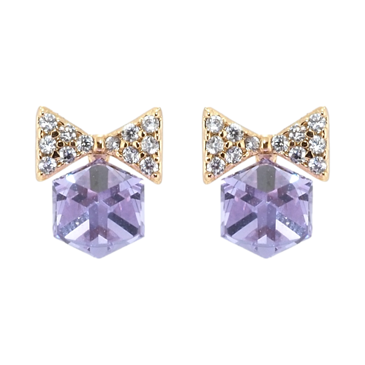 Сережки Xuping колір 18K з кристалами Swarovski пусети Банти з кристальними кубиками Tanzanite фото №11