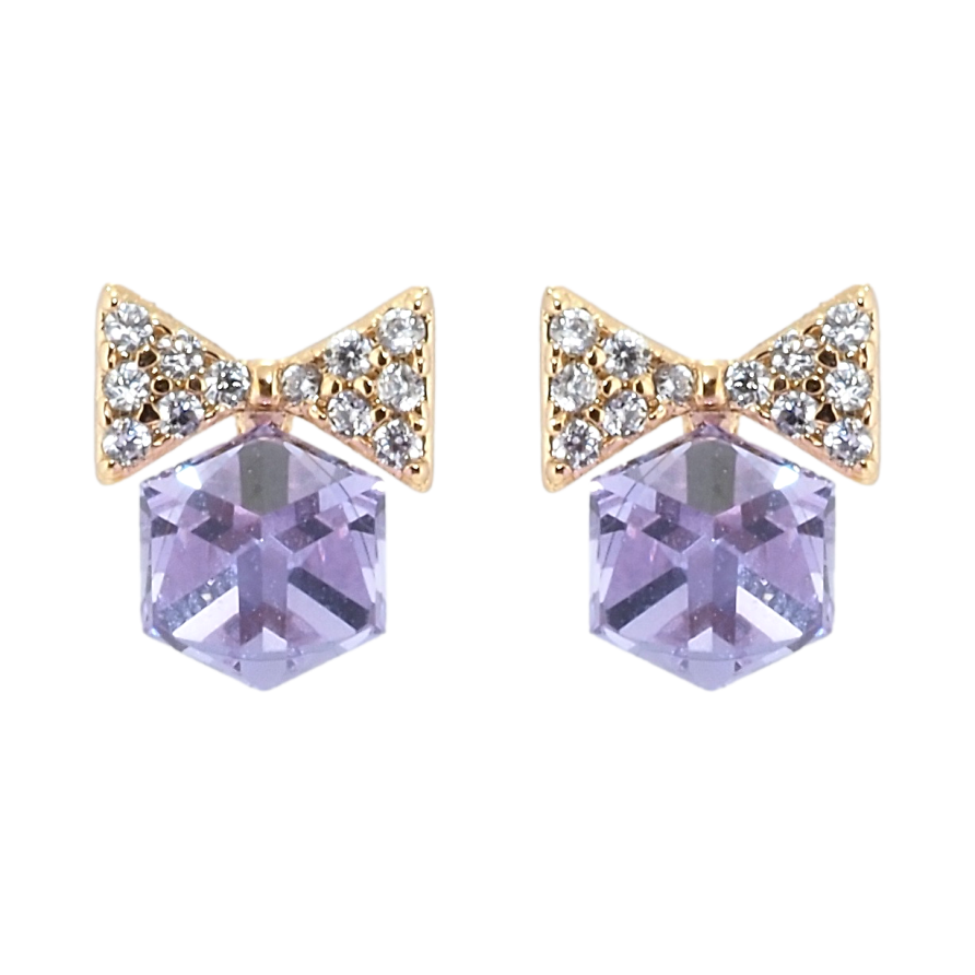 Сережки Xuping колір 18K з кристалами Swarovski пусети Банти з кристальними кубиками Tanzanite фото №1