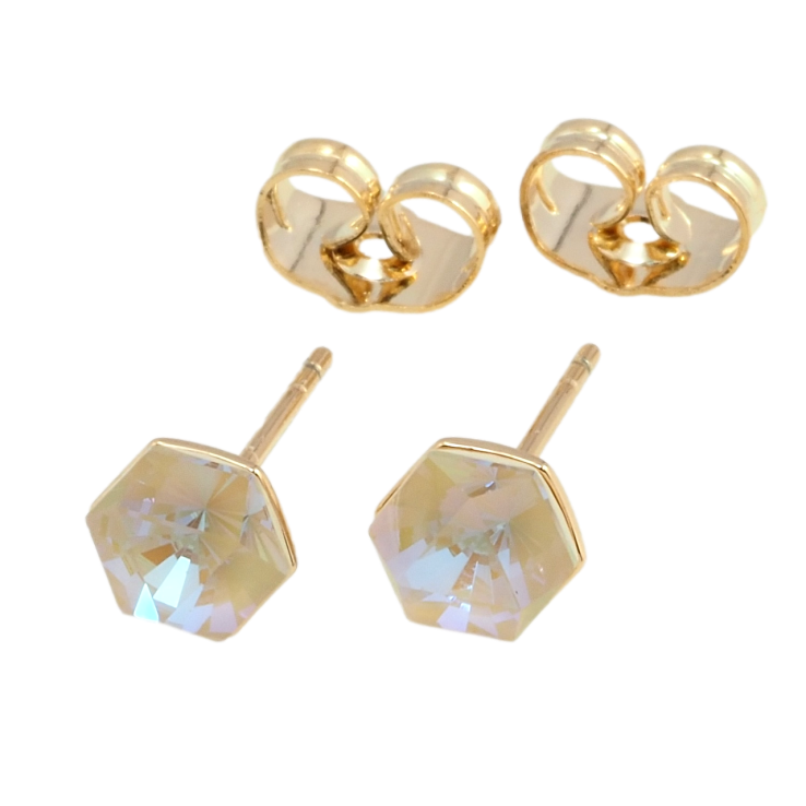 Сережки Xuping колір 18K з кристалами Swarovski пусети Кристал Ochre Delite, 6х6мм фото №12