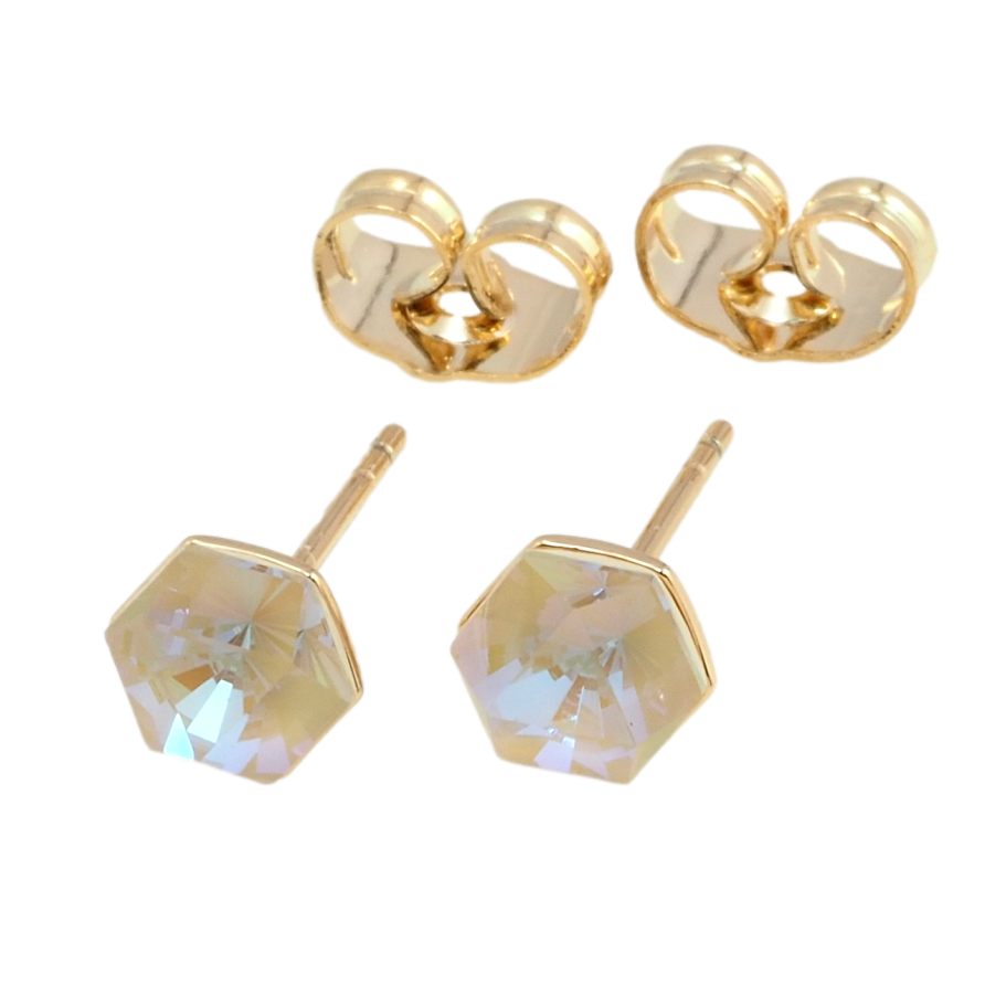 Сережки Xuping колір 18K з кристалами Swarovski пусети Кристал Ochre Delite, 6х6мм фото №1