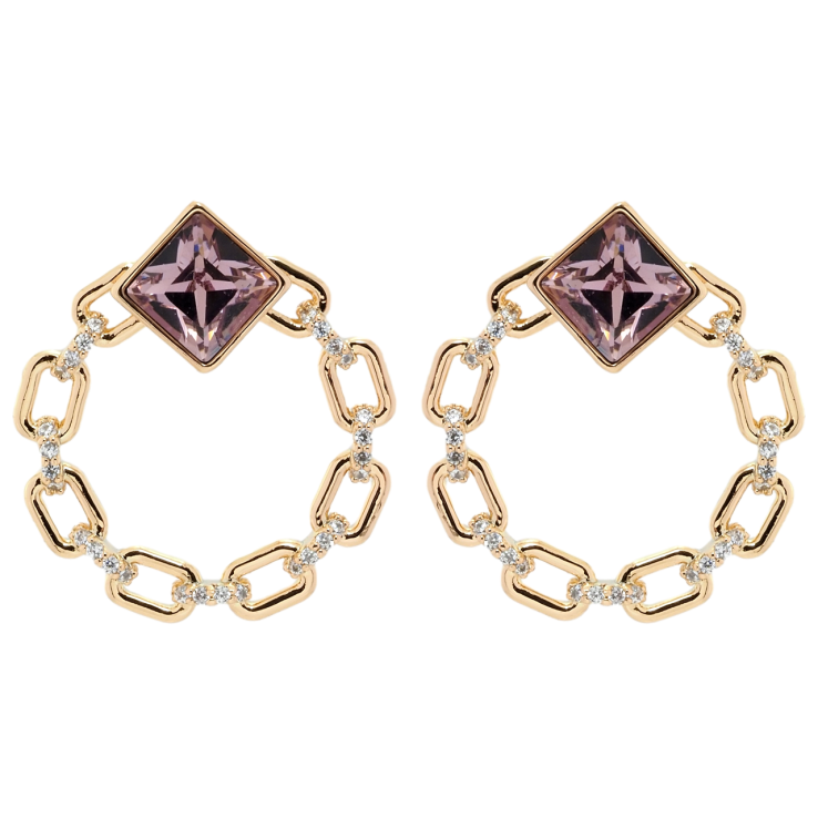 Сережки Xuping колір 18K з кристалами Swarovski пусети Кільця ланцюжок з кристалами Amethyst фото №13