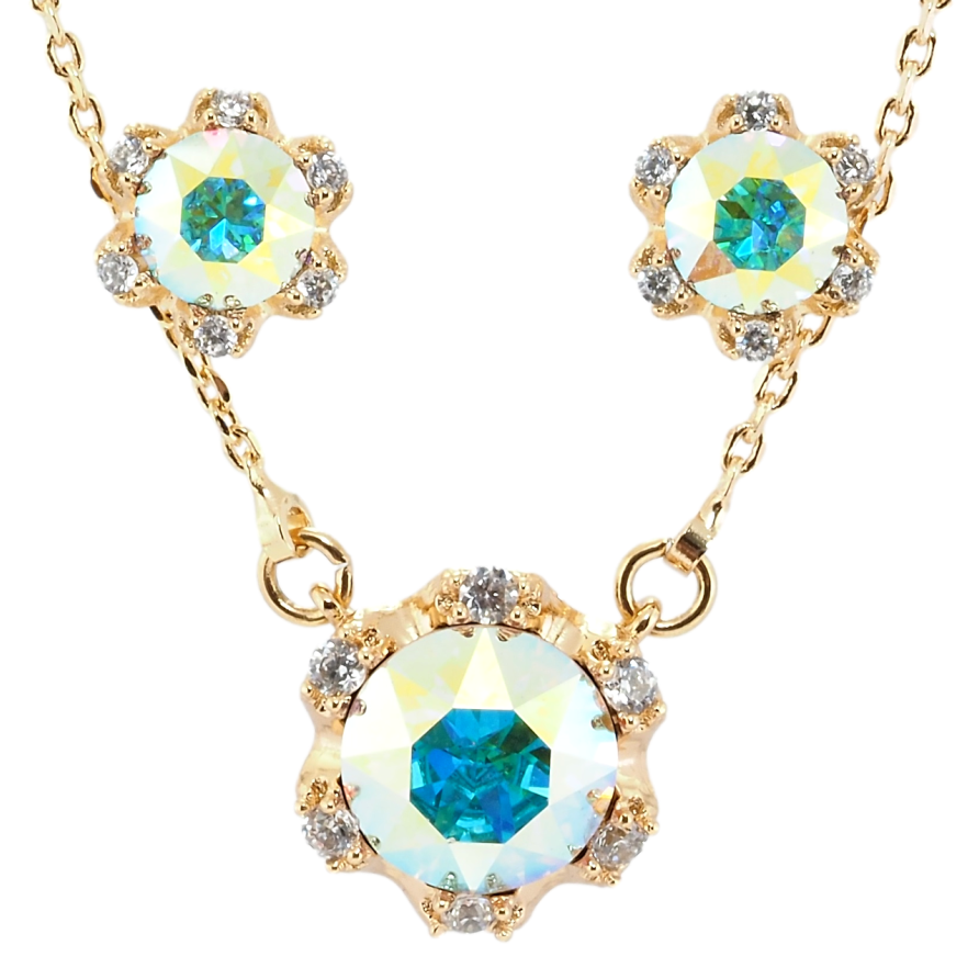 Набір Xuping колір 18K з кр-ми Swarovski Сережки Кулон на ланцюжку Кристальні квіточки АВ довжина 42-47см фото №1