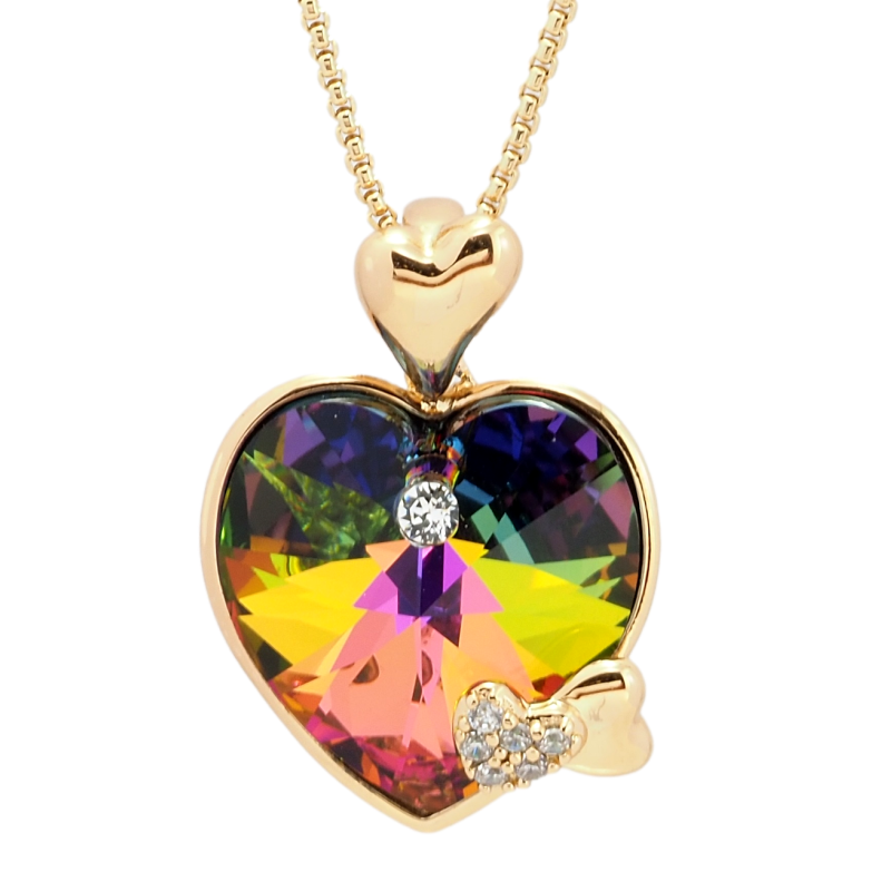 Кулон Xuping цвет 18K с кр-ми Swarovski на цепочке Кристальное сердце Vitrail Medium длина 40-45см х 1мм фото №1