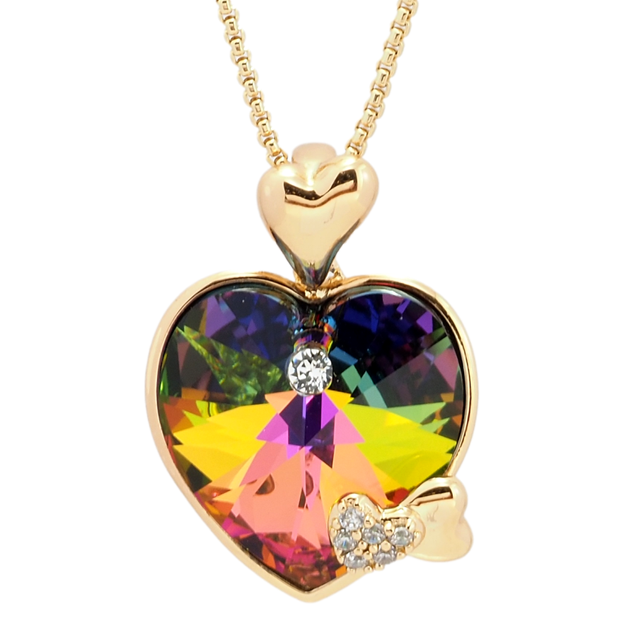 Кулон Xuping колір 18K з кр-ми Swarovski на ланцюжку Кристальне серце Vitrail Medium довжина 40-45см х 1мм фото №1