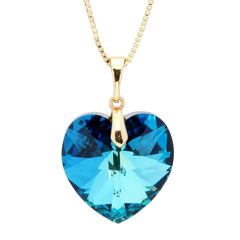 Кулон Xuping цвет 18K с кр-ми Swarovski на цепочке Кристальное сердце Metallic Blue длина 41-46см х 1мм фото №1