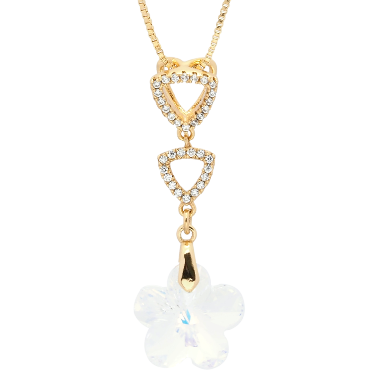 Кулон Xuping цвет 18K с кр-ми Swarovski на цепочке Кристальный цветок Shimmer длина 41-46см х 1мм фото №1