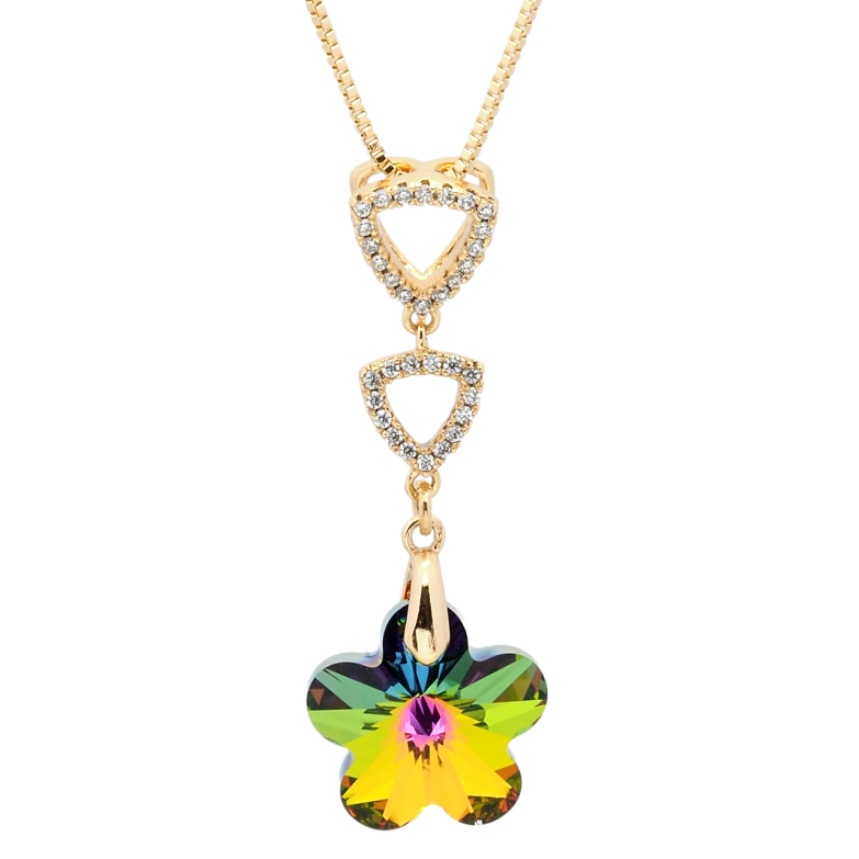 Кулон Xuping колір 18K з кр-ми Swarovski на ланцюжку Кристальна квітка Vitrail Medium довжина 41-46см х 1мм фото №1