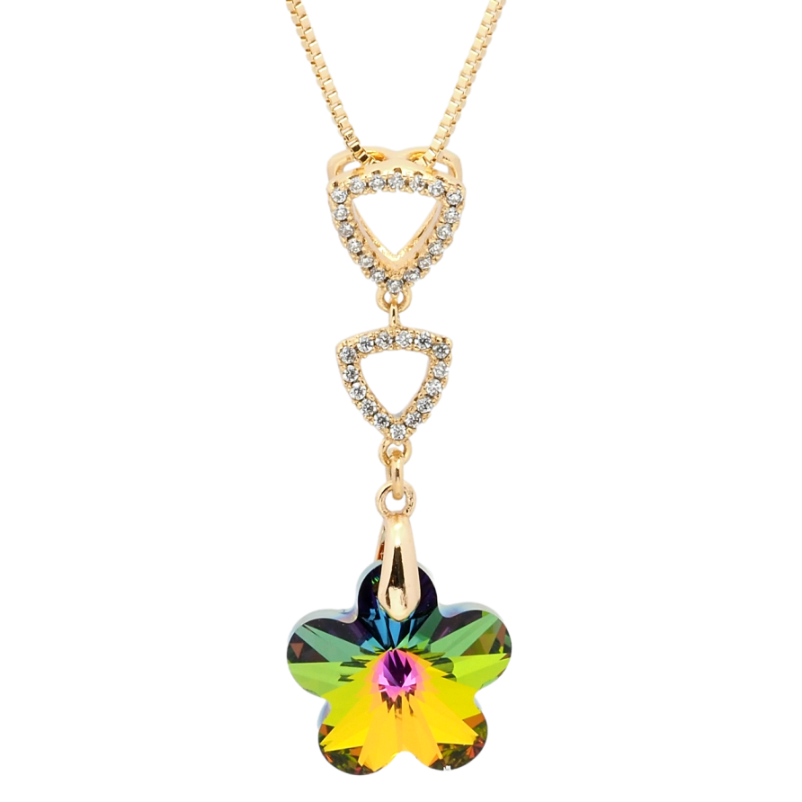 Кулон Xuping колір 18K з кр-ми Swarovski на ланцюжку Кристальна квітка Vitrail Medium довжина 41-46см х 1мм фото №1