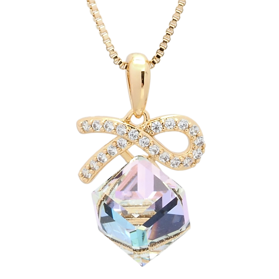 Кулон Xuping колір 18K з кр-ми Swarovski на ланцюжку Кристальний куб Paradise Shine довжина 40-45см х 1мм фото №1