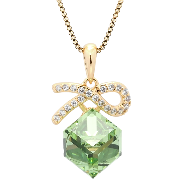 Кулон Xuping колір 18K з кр-ми Swarovski на ланцюжку Кристальний куб Peridot довжина 39-44см х 1мм фото №3