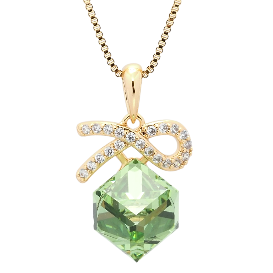 Кулон Xuping колір 18K з кр-ми Swarovski на ланцюжку Кристальний куб Peridot довжина 39-44см х 1мм фото №1