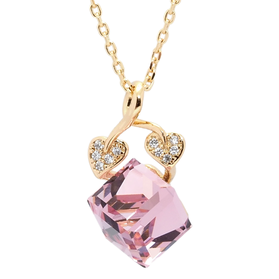 Кулон Xuping колір 18K з кр-ми Swarovski на ланцюжку Кристальний Rose довжина 39-44см х 1мм фото №1