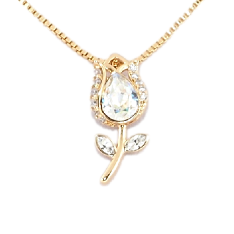 Кулон Xuping колір 18K з кр-ми Swarovski на ланцюжку Квітка з кристалом Shimmer довжина 46-51см х 1мм фото №1