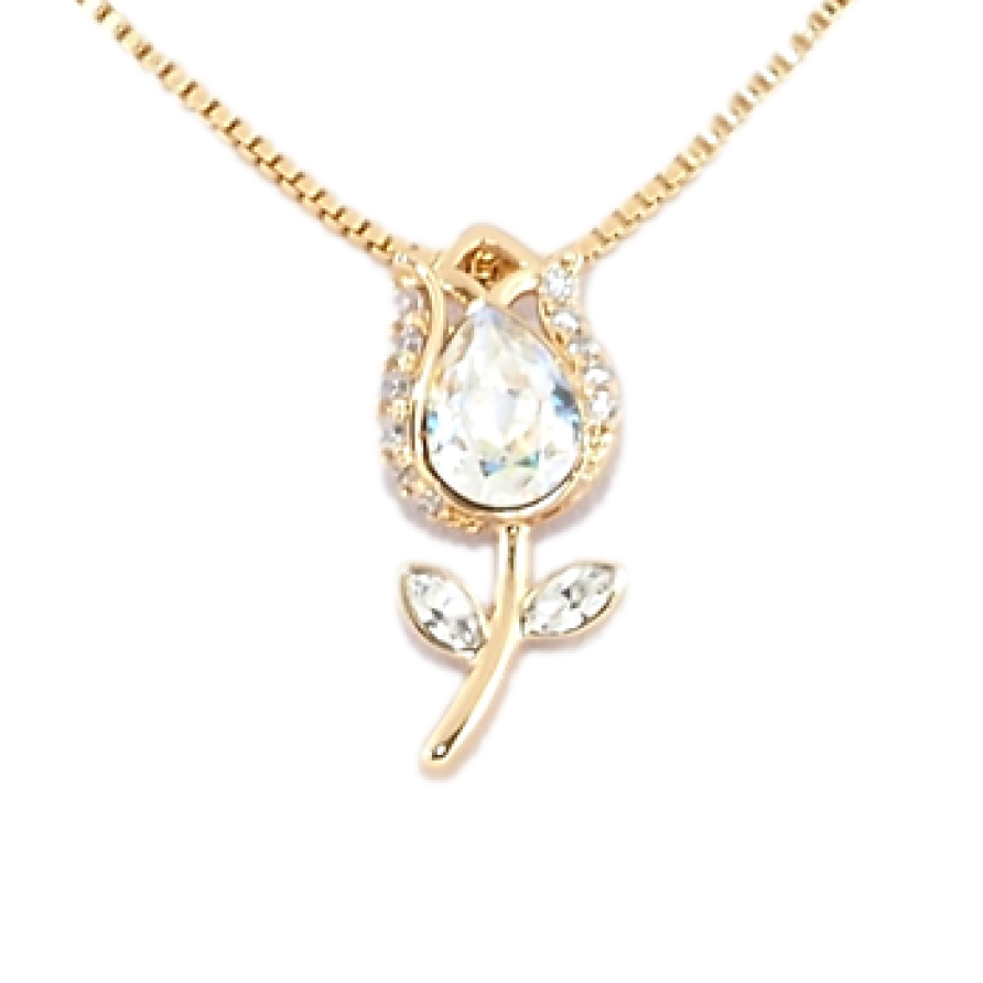 Кулон Xuping колір 18K з кр-ми Swarovski на ланцюжку Квітка з кристалом Shimmer довжина 46-51см х 1мм фото №1