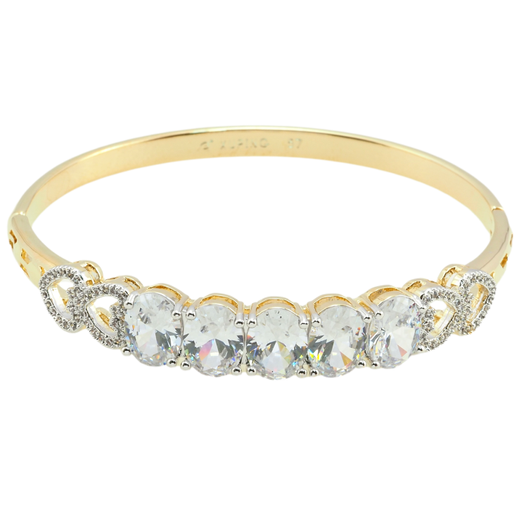 Браслет Xuping Позолота 18К + Родий Дорожка фианитов с сердечками ø 5.7см фото №25