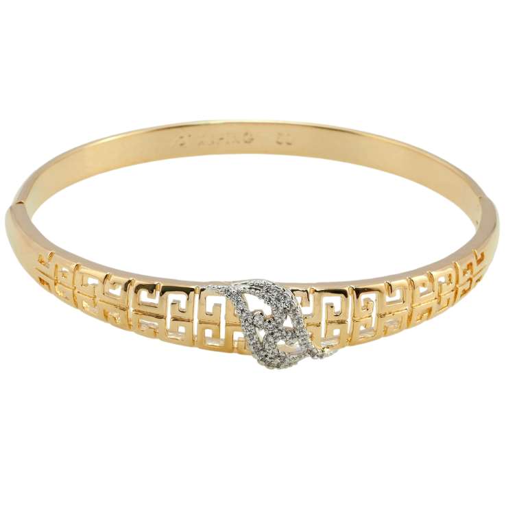 Браслет Xuping Позолота 18К + Родий Резной орнамент с цирконием ø 6см фото №6