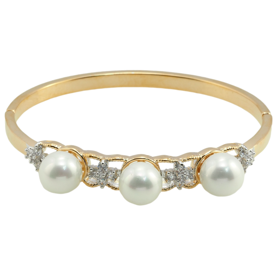 Браслет Xuping Позолота 18К + Родий Три жемчужины ø 6см фото №1