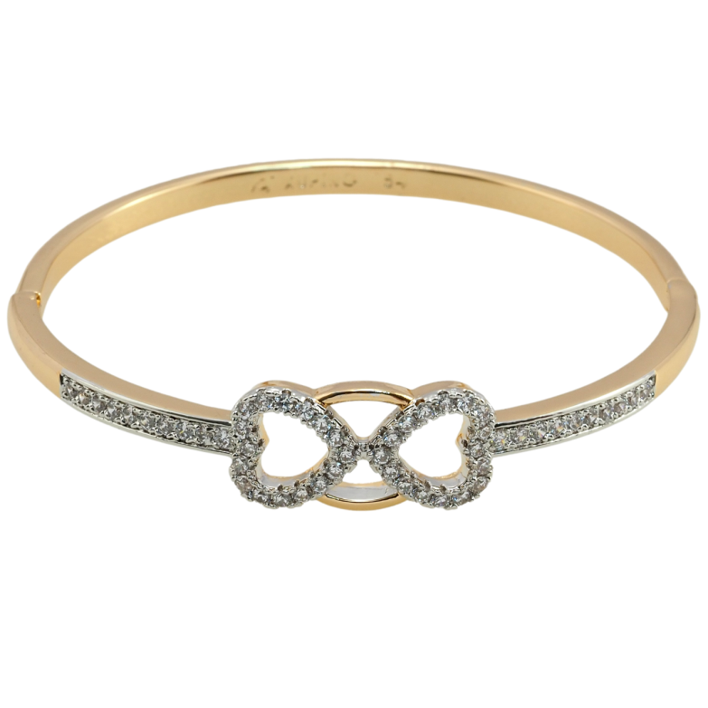 Браслет Xuping Позолота 18К + Родий Сердечки с цирконием ø 6см фото №1