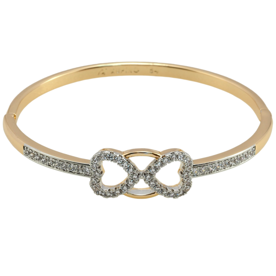 Браслет Xuping Позолота 18К + Родий Сердечки с цирконием ø 6см фото №1