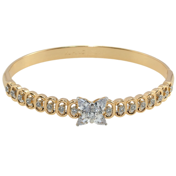 Браслет Xuping Позолота 18К + Родий Дорожка циркония с цветком из фианитов ø 6см фото №14