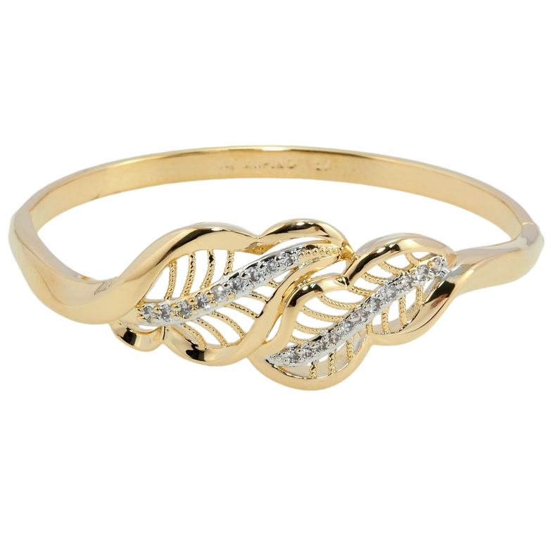 Браслет Xuping Позолота 18К + Родий Резные листочки с цирконием ø 5.7см фото №1