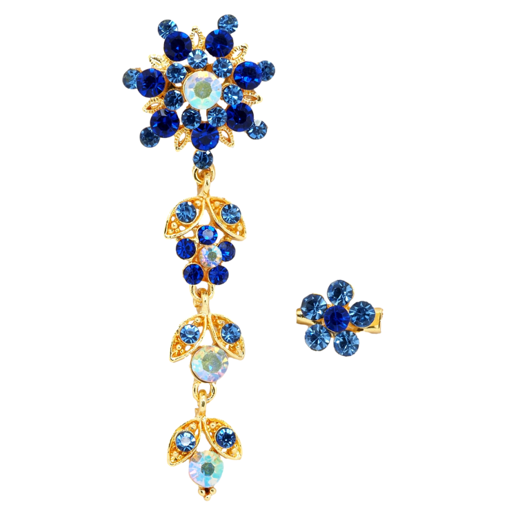 Брошь Две цветочные броши с синими стразами фото №15