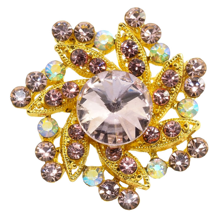 Брошь Цветок с розовыми стразами фото №23