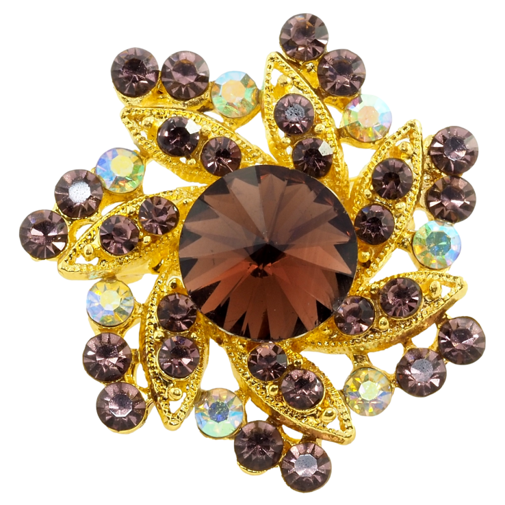 Брошка Квітка з бордовими стразами фото №15