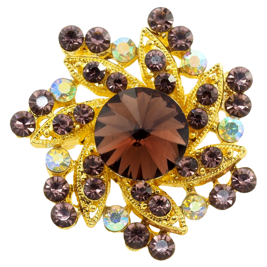 Брошка Квітка з бордовими стразами фото №1