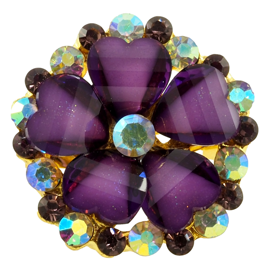 Брошь Цветок с сиреневыми стразами фото №1
