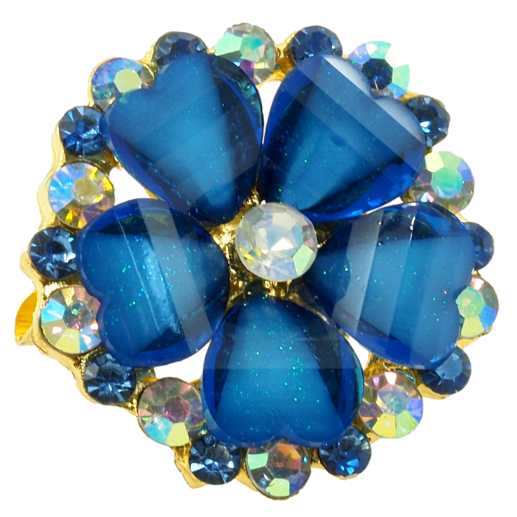 Брошь Цветок с синими стразами фото №16