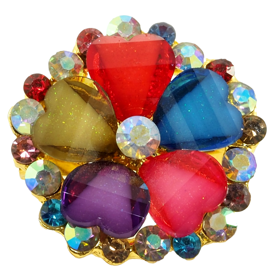 Брошь Цветок с разноцветными стразами фото №1